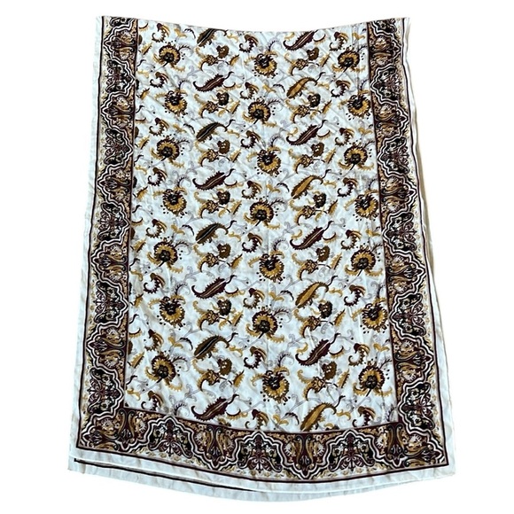 Boho Floral Paisley Shawl Wrap Scarf Lightweight Texture Ivory/Gold/Maroon 72x26 - Picture 12 of 13